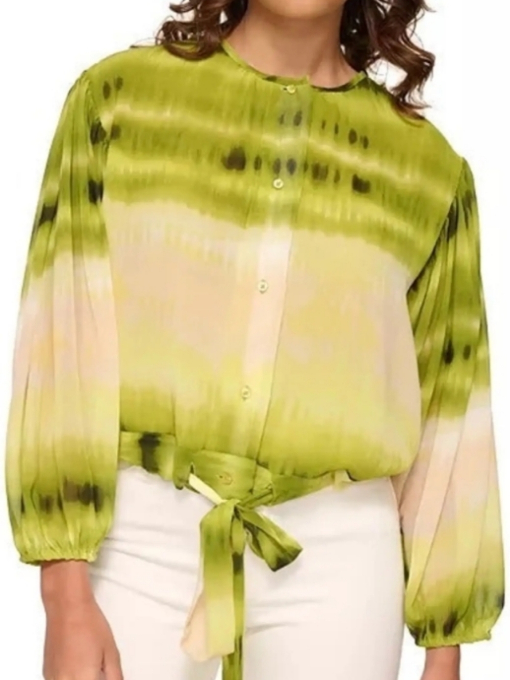 Calvin Klein Green Tie Dye Blouse Size Medium